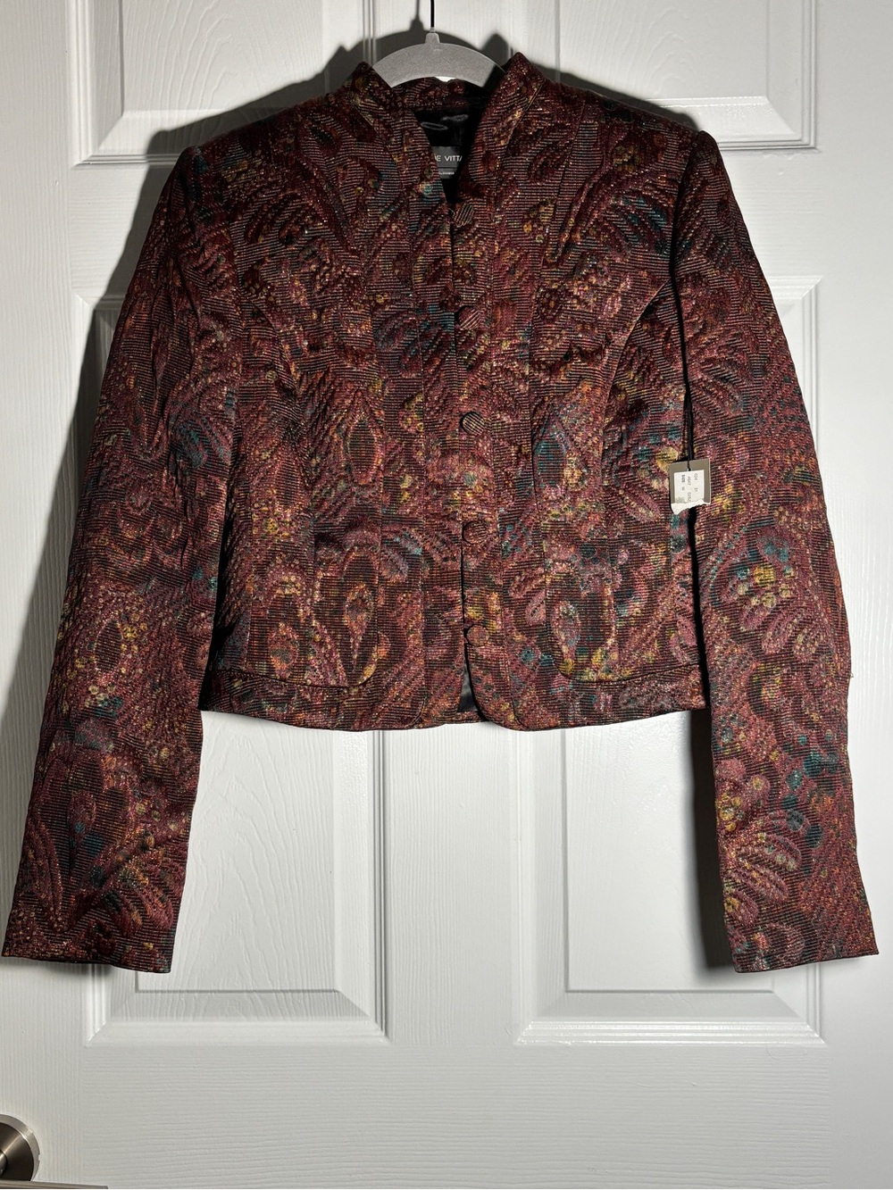 Vtg Adrienne Vittadini Paisley Brocade Trophy Jacket Quilted Boho Maximalist NWT